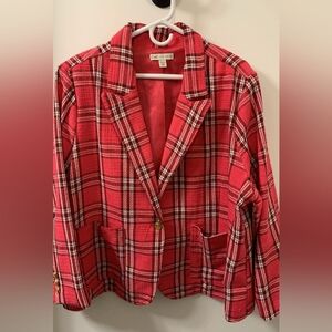 CATO Pink and White Plaid Blazer Size 22/24W